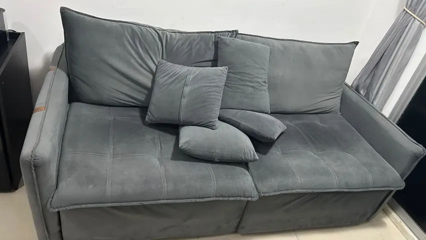 sofa retratil 2 metros cinza escuro - Foto 4