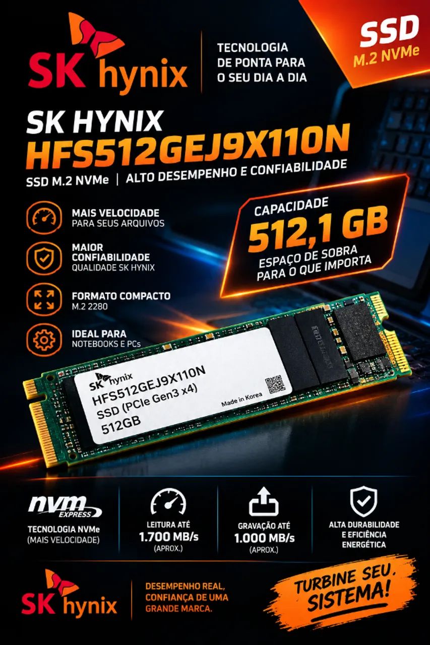 SSD nvme 512gb SkHynix - Armazenamento - Centro, Montes Claros