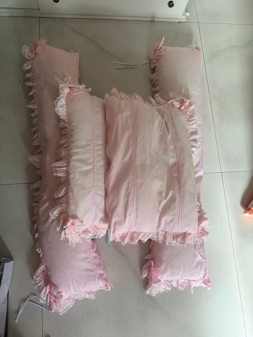 Kit Berço Americano Rosa com Protetor de Grade - Foto 3