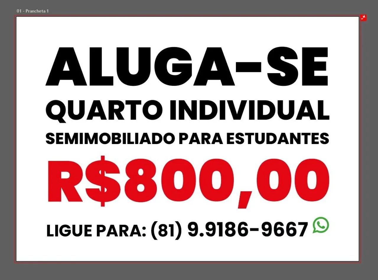 Alugo quarto individual para estudantes 800,00