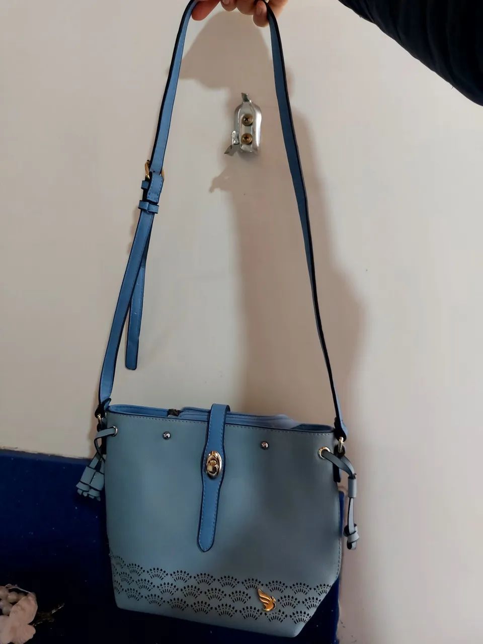 Bolsa feminina azul claro. - Foto 3