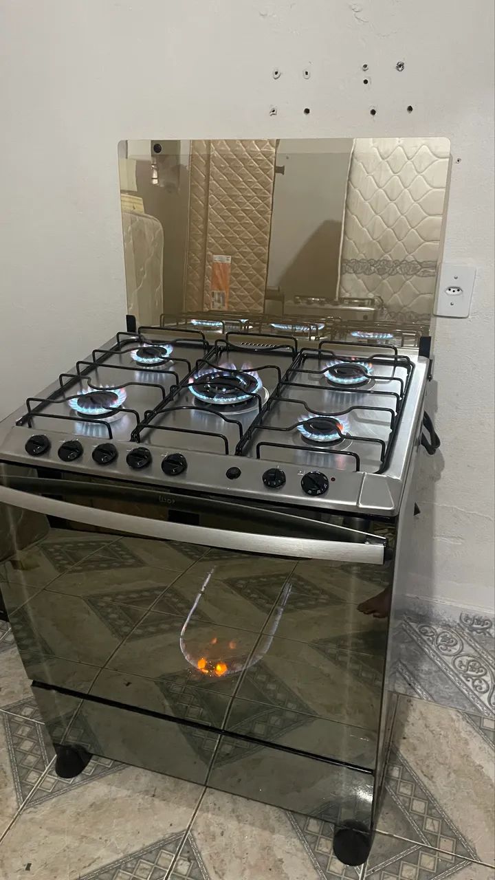 Fogão Inox 5 Bocas Espelhado FAÇO ENTREGA