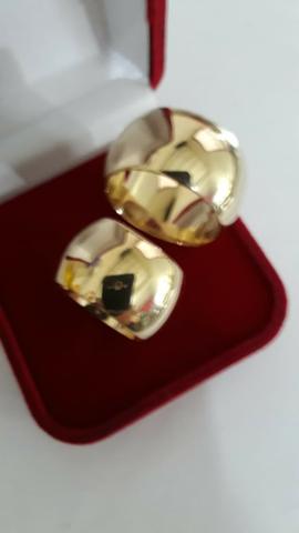 Par aliança moeda Antiga cor de Ouro - Foto 2