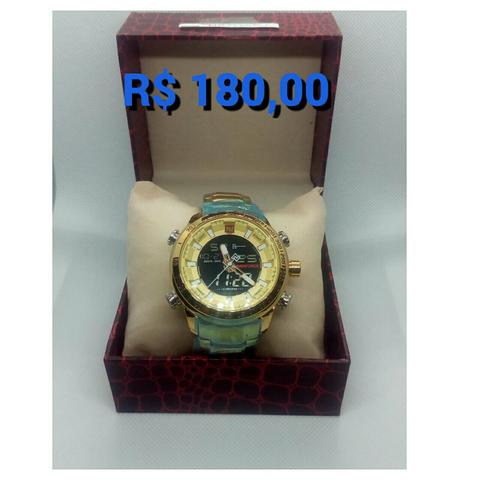 Relógio naviforce luxo inox original novo dourado