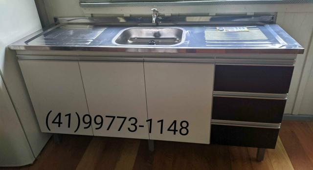 Pia 1.60 C/ Puxadores de Alumínio e Tampo. NOVA. ENTREGA GRATUITA P/ CURITIBA - Foto 2