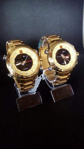 Relógio naviforce luxo inox original novo dourado - Foto 4