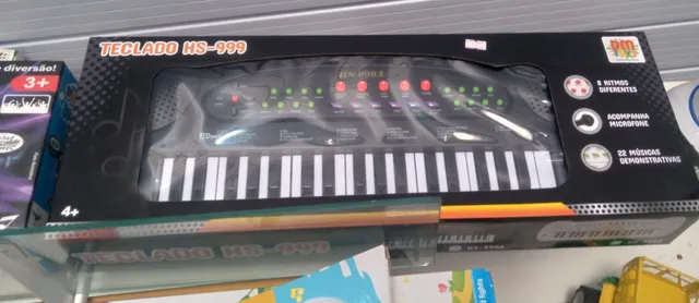 Piano infantil 37 Teclas com Microfone Banquinho Luzes e 22 Canções US