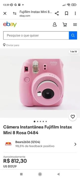 Câmera Instantânea Fujifilm Instax Mini 8 Rosa 0484