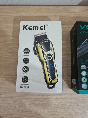Máquina de Cortar Cabelo Profissional Sem Fio Kemei Turbo Display Digital 2 Velocidades