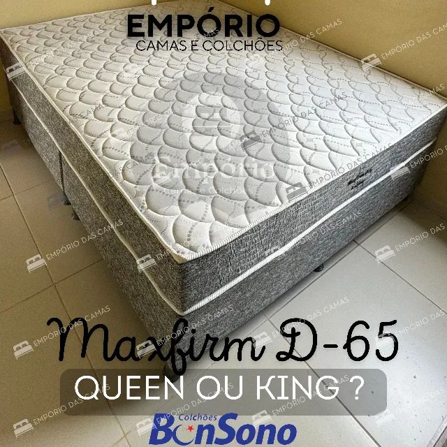 cama ortopédica queen ou king box bipartido e colchão bonsono maxfirm 