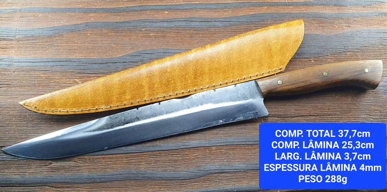 Faca artesanal - Aço Carbono - Lâmina 25,3cm