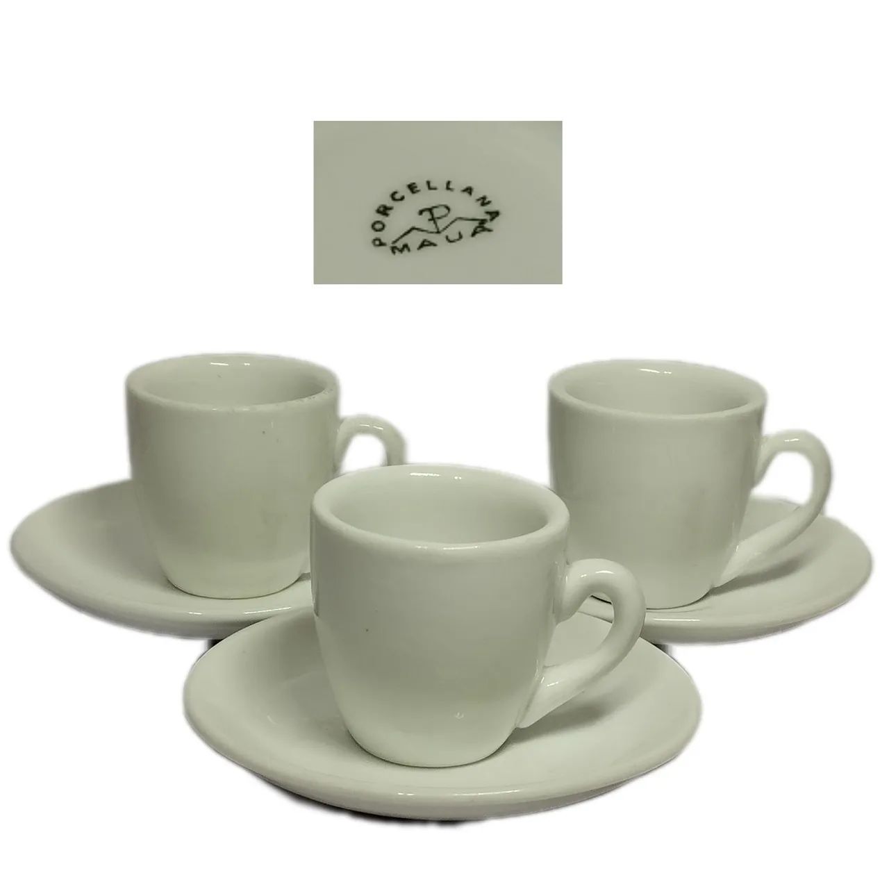 Jogo com 3 Xícaras de Café Porcelana Mauá Antiga 