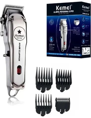 Máquina De Cortar Cabelo Kemei Profissional Km-1996 Prata - Foto 3