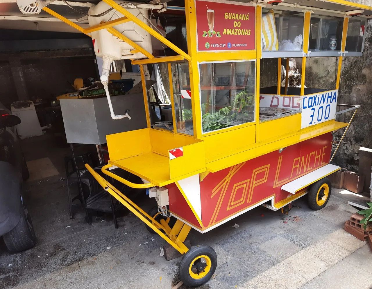 Carro de ESPETO HOTDOG HAMBÚRGUER, CAIXA D'ÁGUA ILUMINAÇÃO RODAS ALUMÍNIO - Oportunidade!