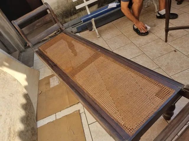 Sofá Marquesa Século Xix Em Jacarandá Com Palha Indiana  - Foto 4