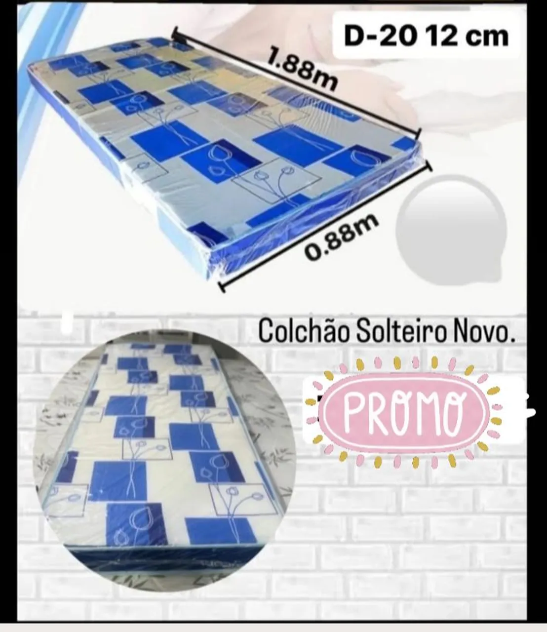 Colchão Solteiro Novo - D-20 12cm - Promoção!