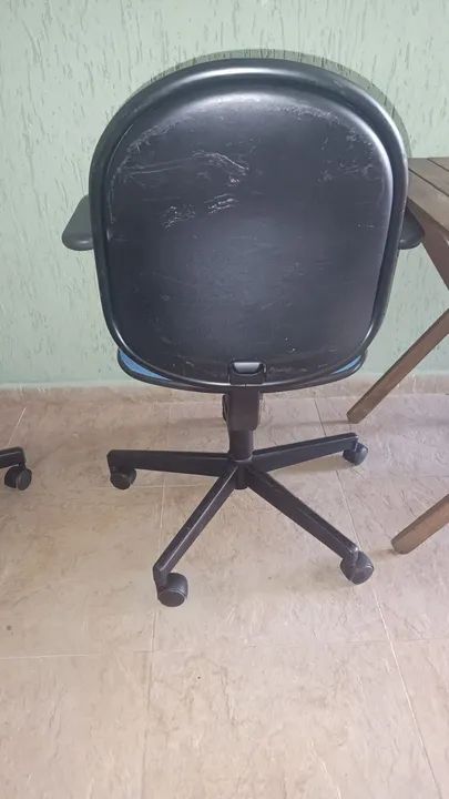 Cadeira de Escritório Giratória com Rodinhas, secretaria - Azul - Foto 2