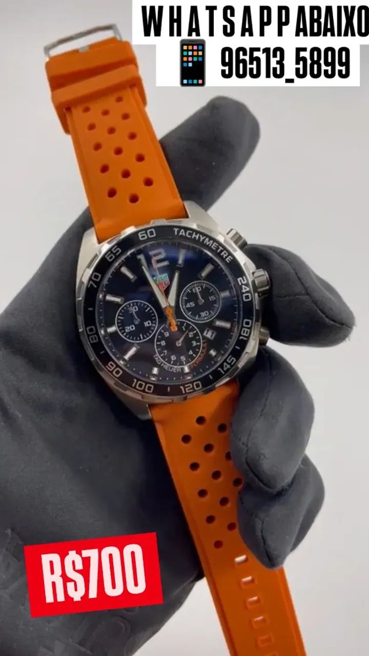 Relógio TAG HEUER FORMULA 1 FUNCIONAL PULSEIRA DE SILICONE LARANJA