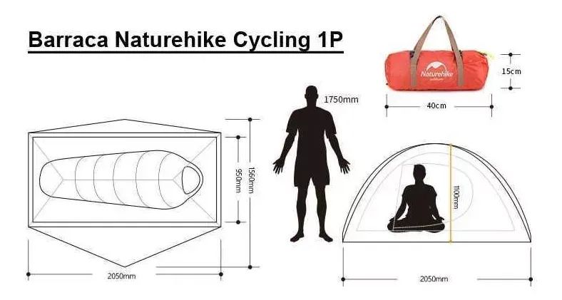 Barraca Naturehike Cycling Ultralight 1P Tecido 20D (quatro estações) saias p/ neve - Foto 5