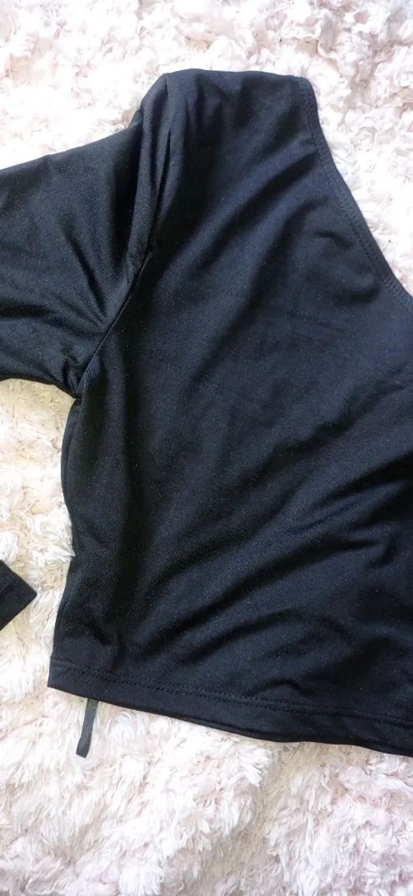 Blusa Cropped Manga Longa - Foto 2