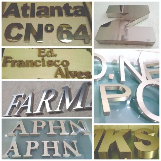 Letras e números em aço inox polido e escovado, e aço galvanizado - Foto 2