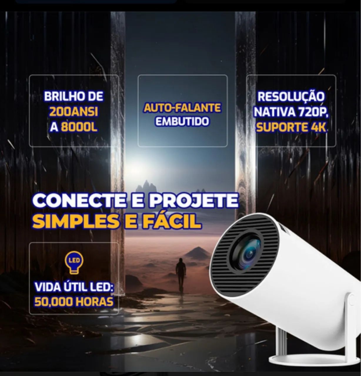 Mini Projetor Portátil Smart HY300 - Branco (110/220V) - Foto 4