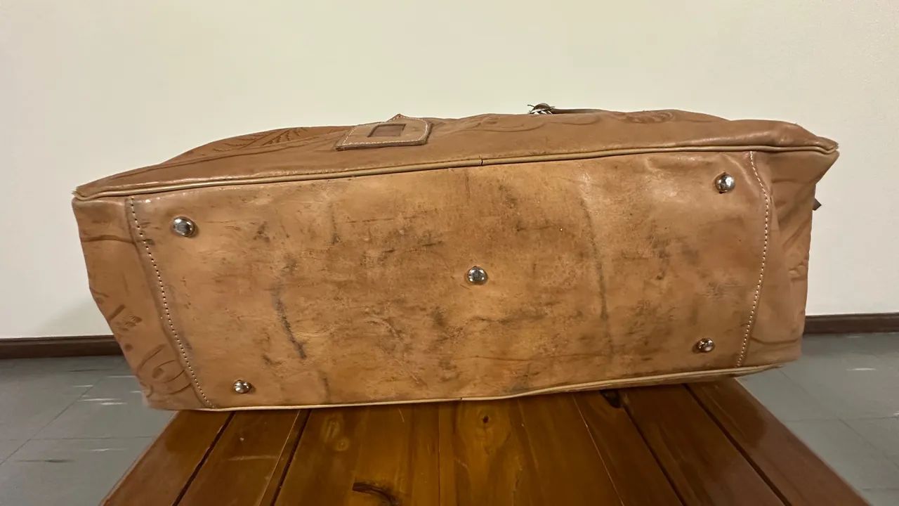 Bolsa grande viagem couro cru 60 cm x 33cm altura  - Foto 3