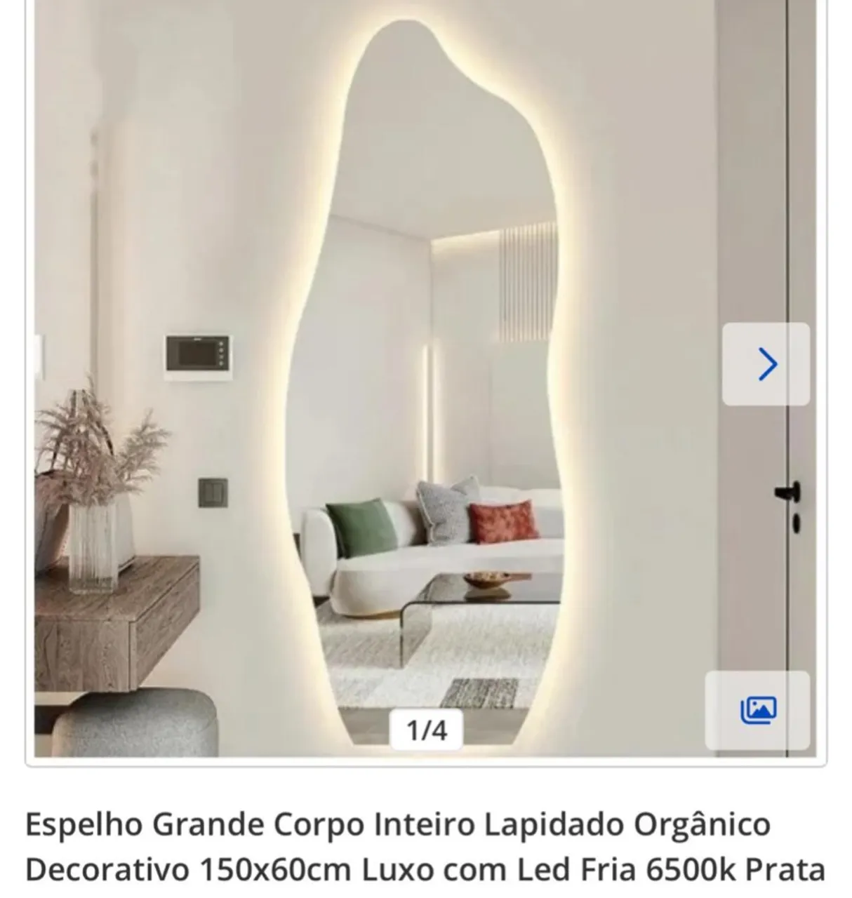 Espelho Decorativo Orgânico Luxo com LED 150x60cm