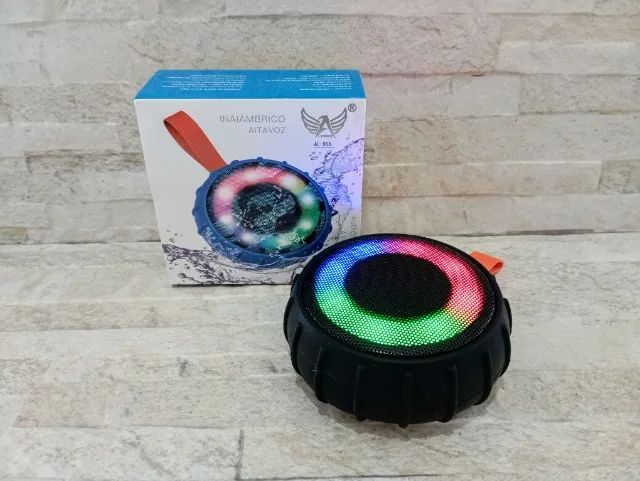 Caixa de Som Bluetooth a Prova D'agua formato Pneu Led RGB Portátil - Foto 3