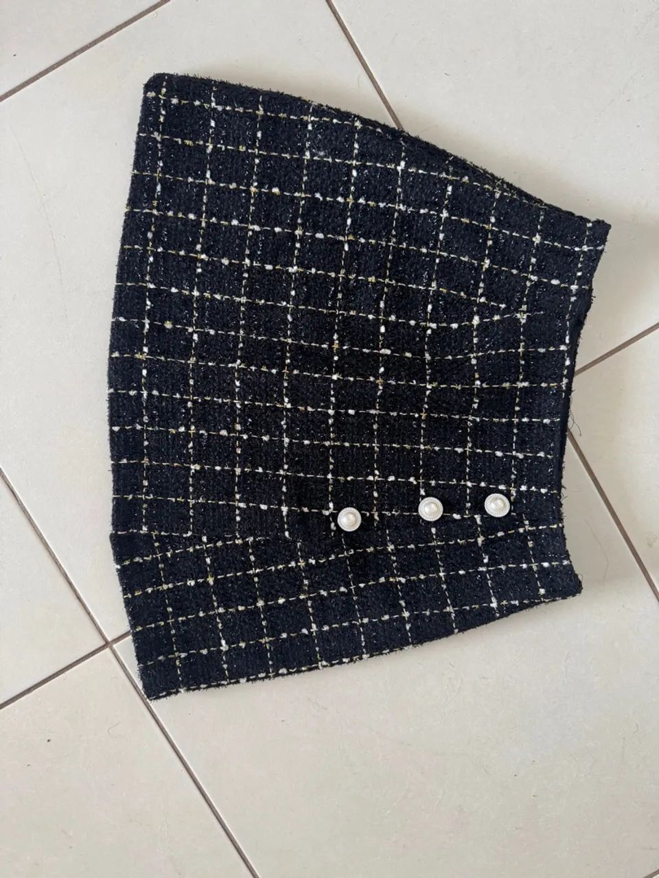 Saia Tweed Preta com Detalhes TAM 36 - Foto 5