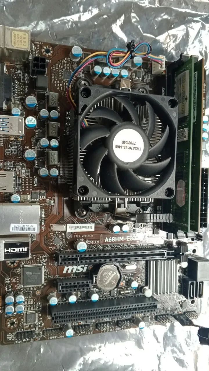 Kit AMD A4-6300 com 8 gigas DDR3 placa mãe A68HM-E33 V2 NOVA - Foto 2