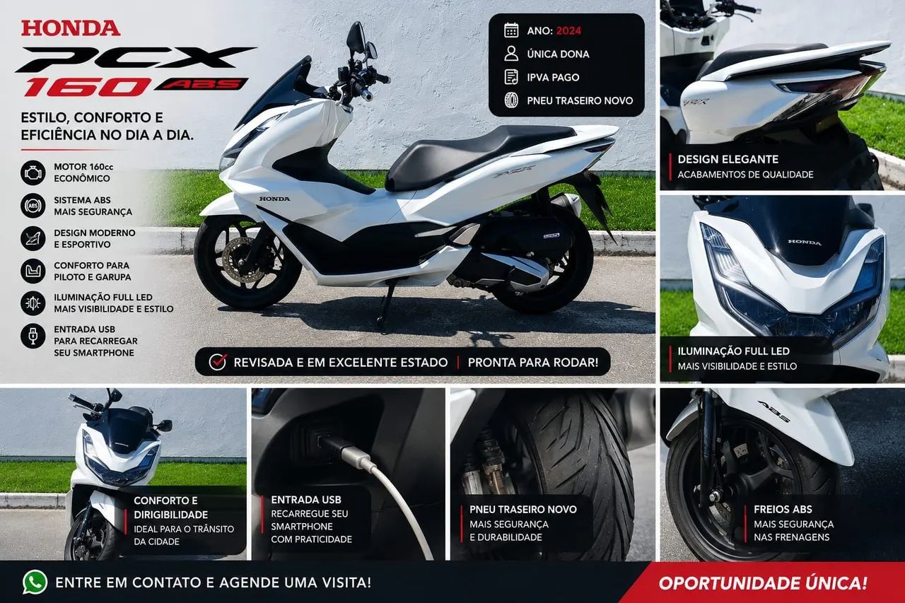 PCX 160cc ABS 2024 Única Dona Grátis Capacete  - Foto 4