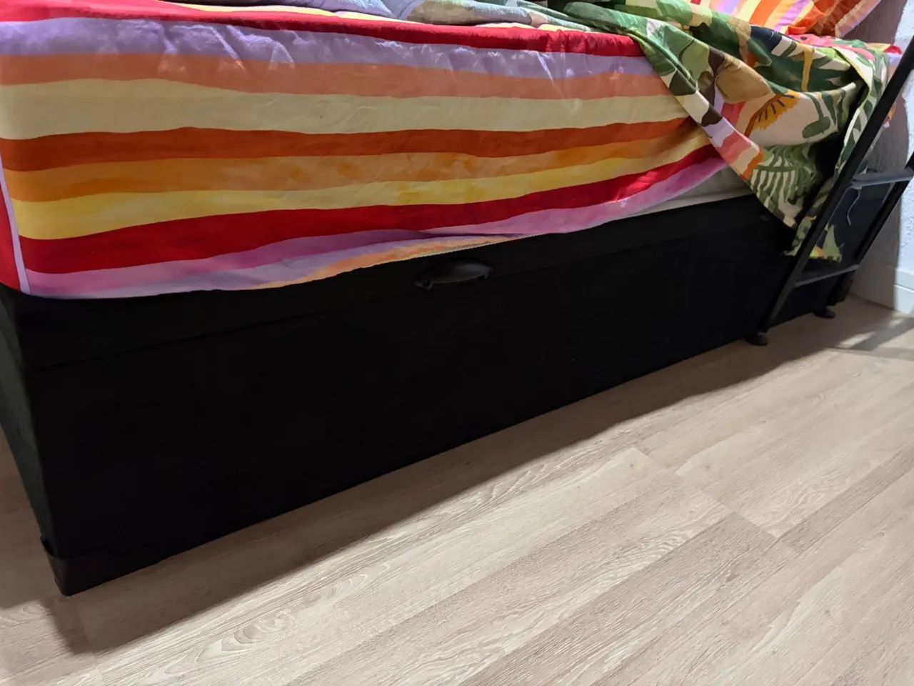 Cama Box Baú Solteiro Suede Preto. 1un