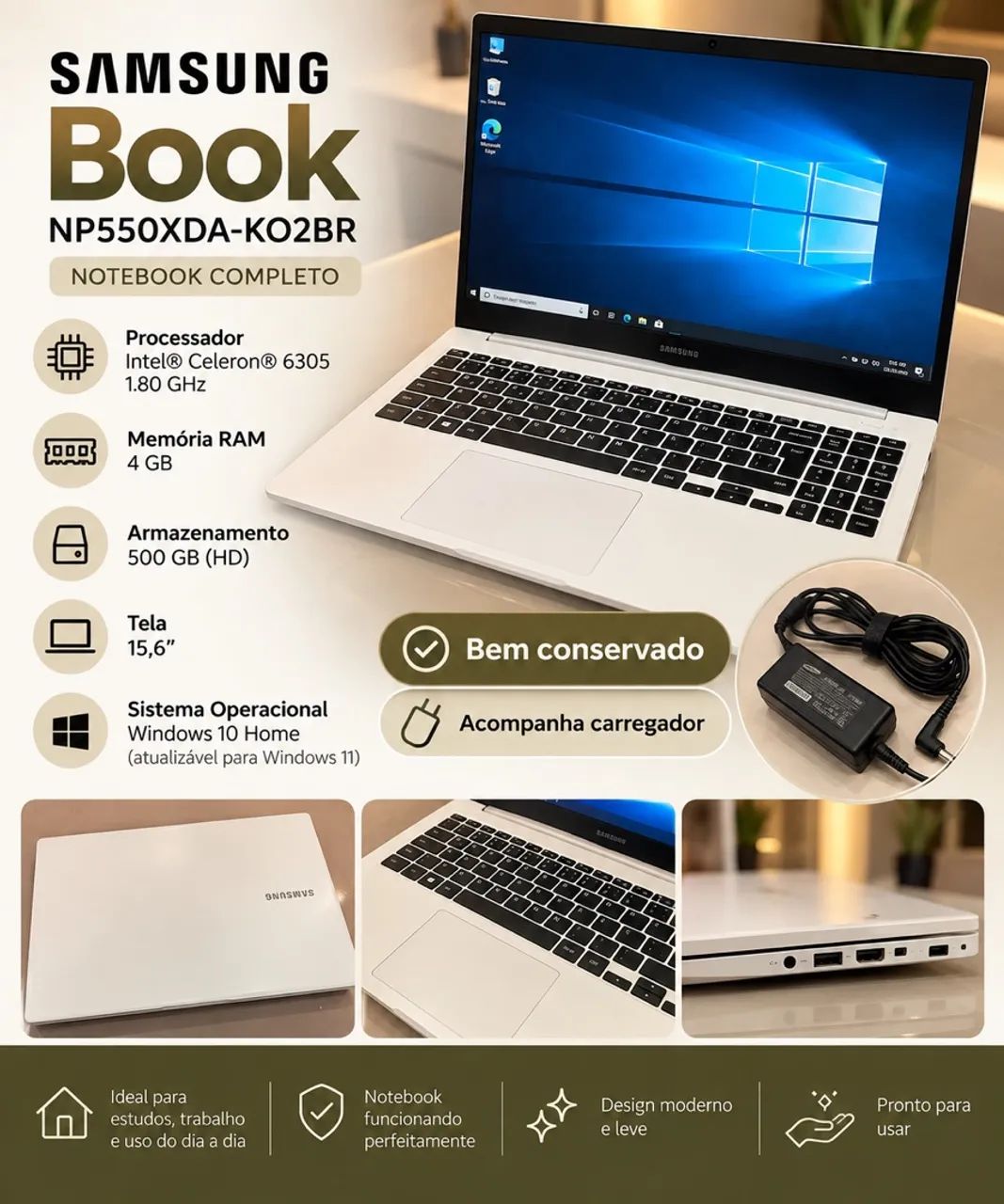 Samsung Book NP550XDA-KO2BR (branco) - Foto 3