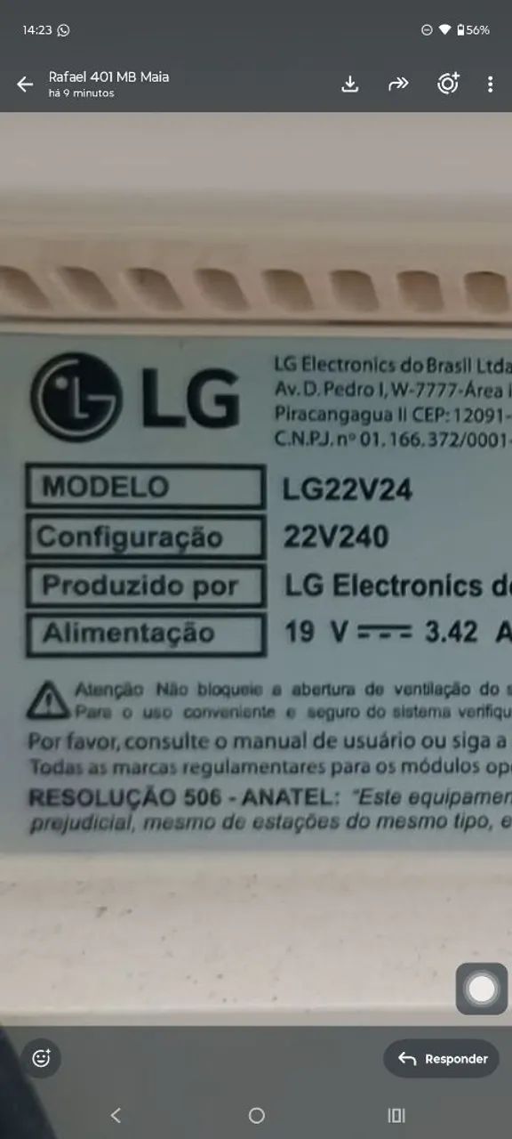 Monitor LG modelo: G22V24