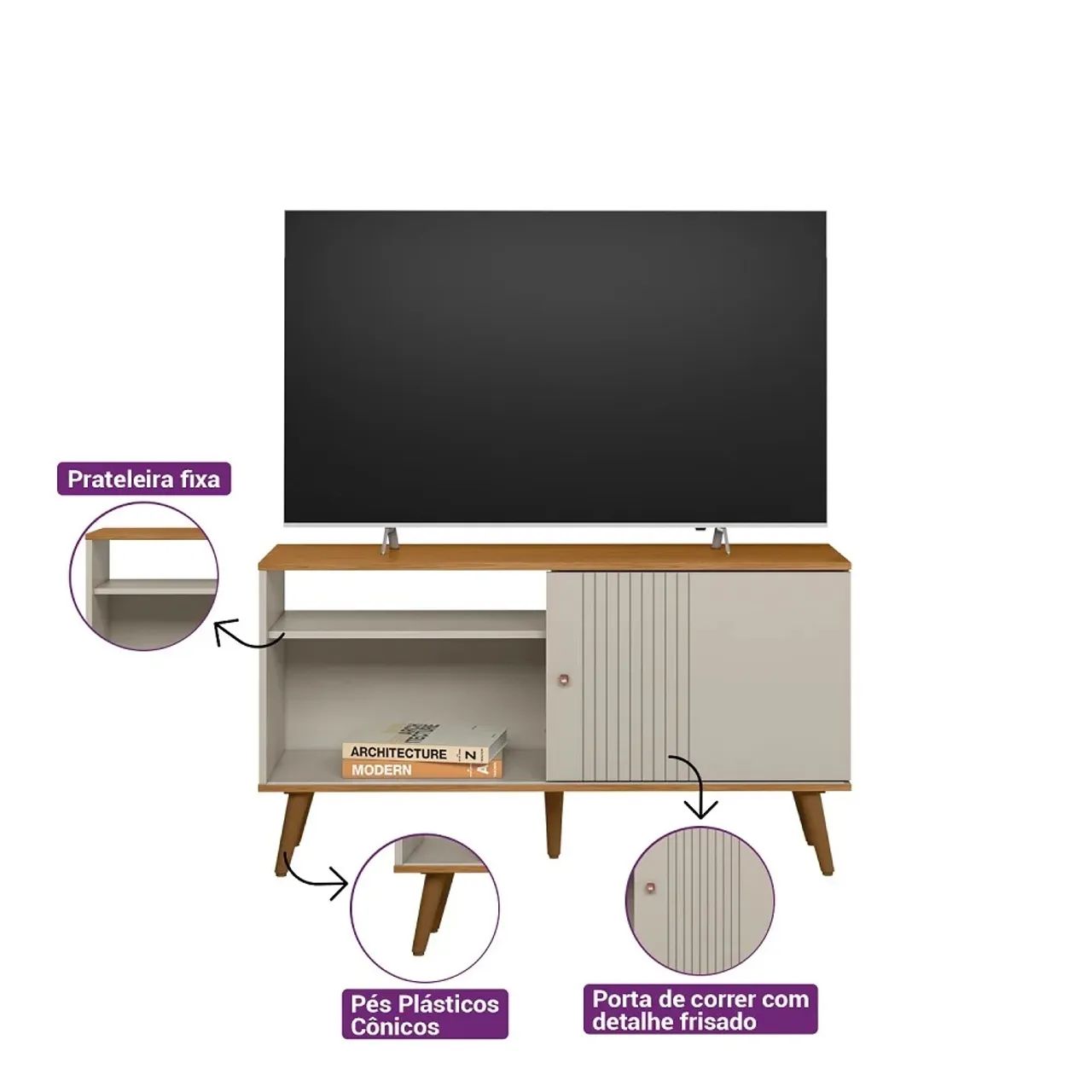 Rack Rubi Linea Brasil 120cm - Para TVs de até 50 Polegadas - Entrega Imediata; - Foto 2