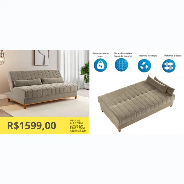SOFA CAMA A PRONTA-ENTREGA