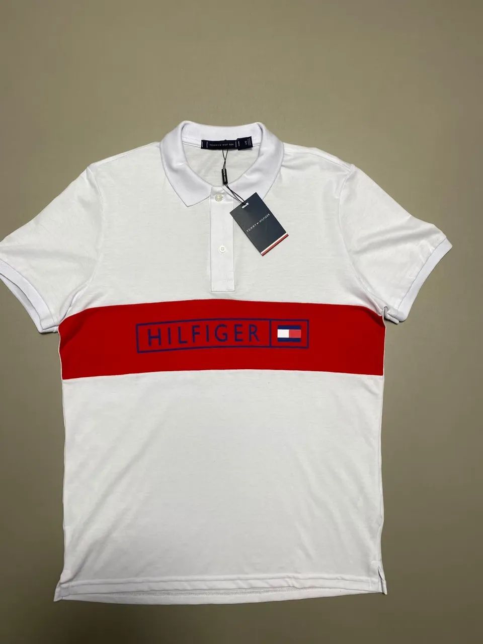 Camiseta Polo TH Branco/Vermelho - Foto 4