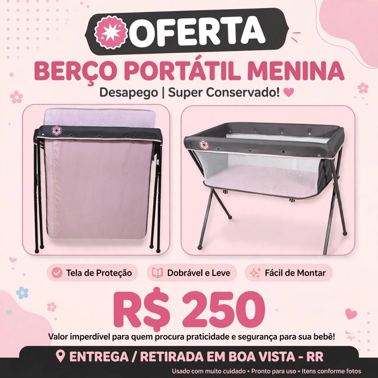Berço portátil feminino da galzerano