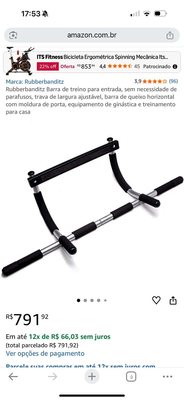 Barra para flexão ou abdominal 