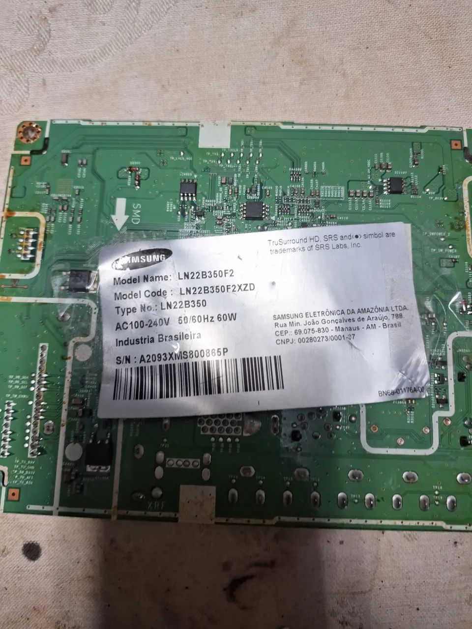 placa principal samsung ln22b350f2xzd