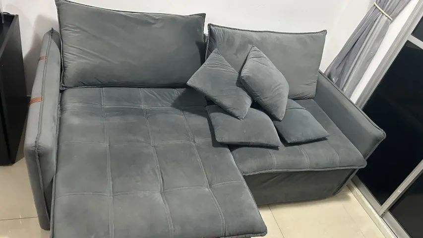 sofa retratil 2 metros cinza escuro - Foto 2