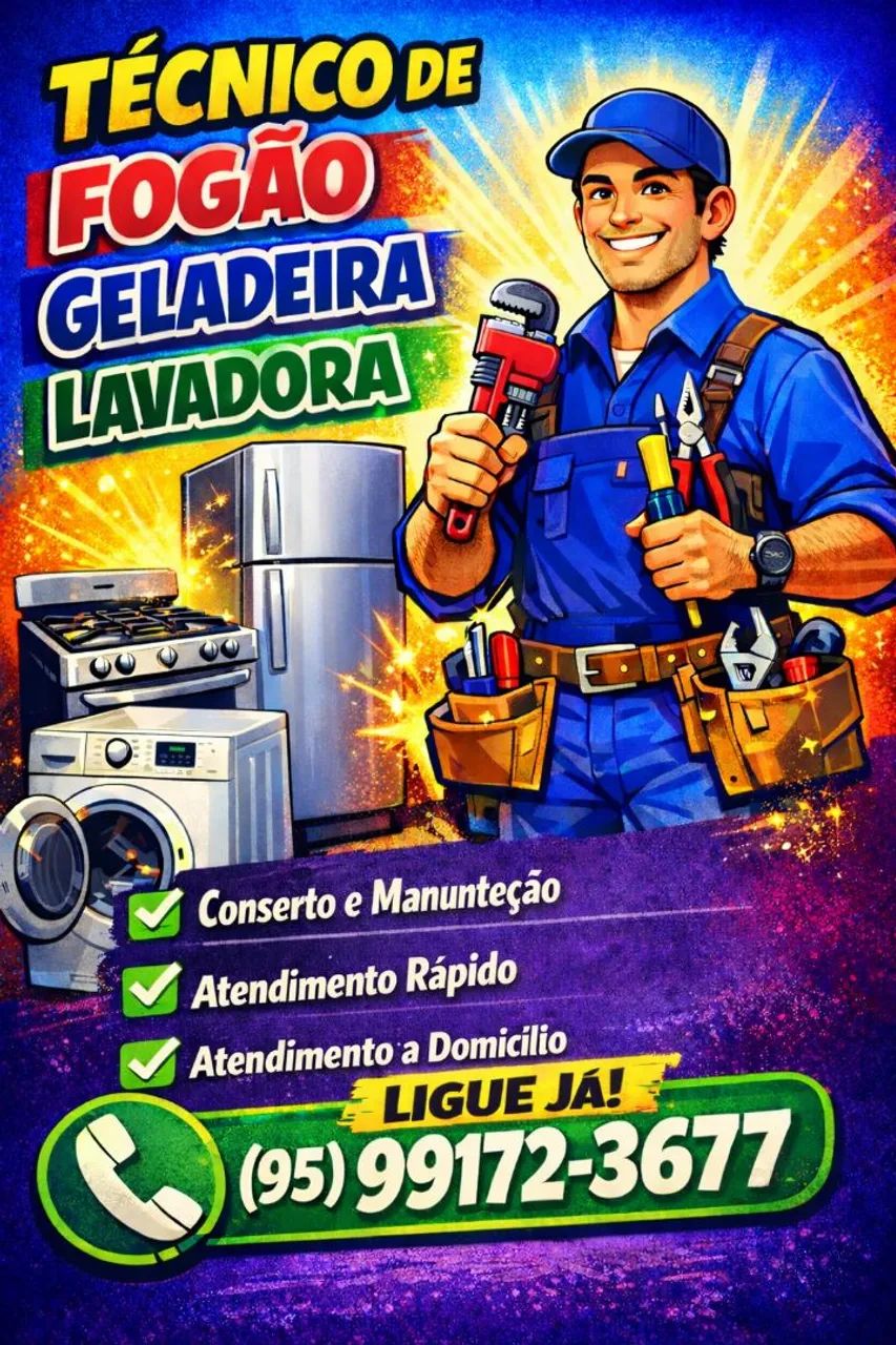 Conserto de geladeira, lavadora e fogão