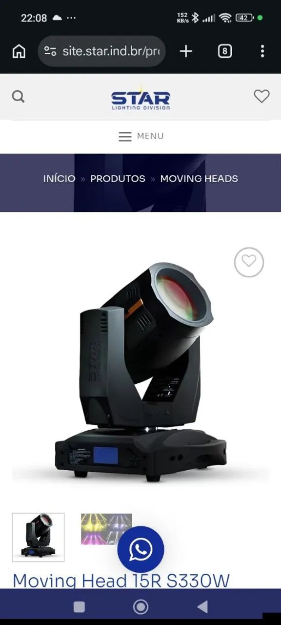 Moving Head 15r S330w - (par No Case) - Star Lighting - Foto 2