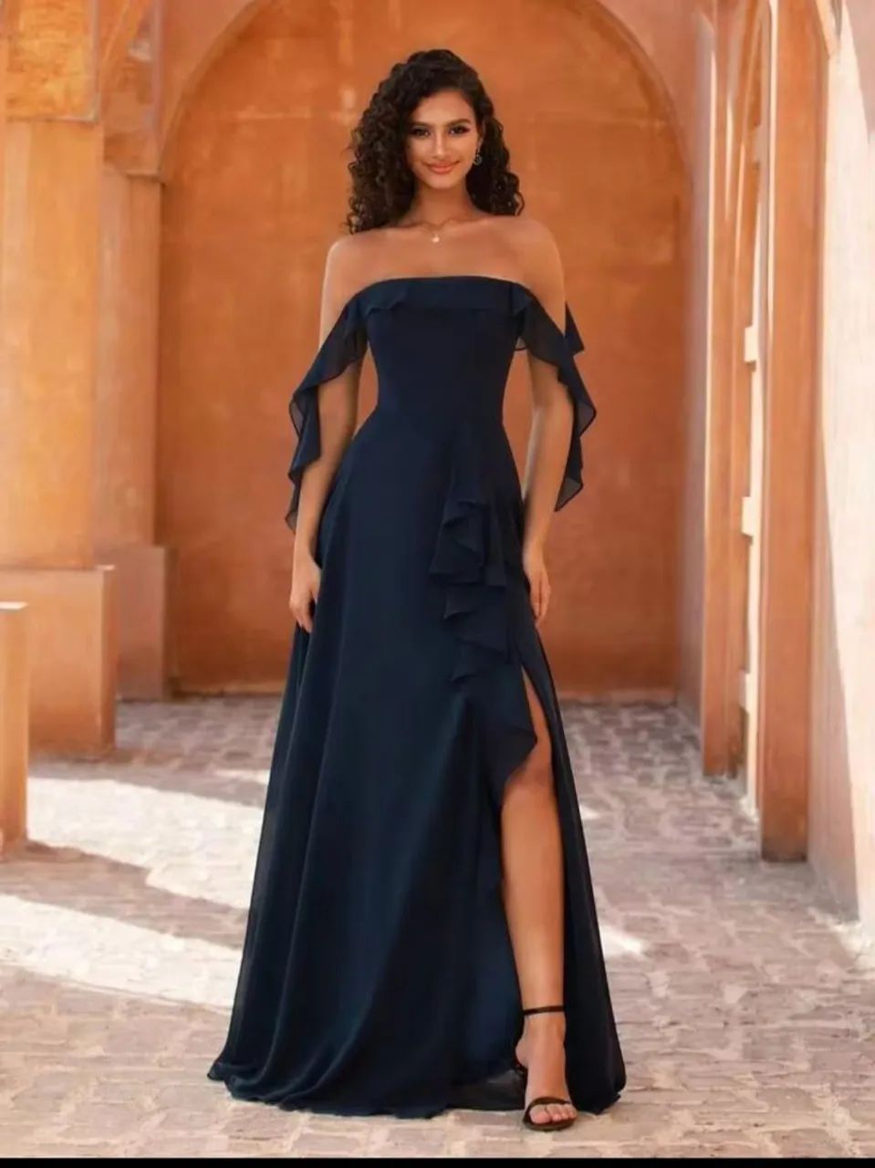 Vestido longo azul marinho  - Foto 3