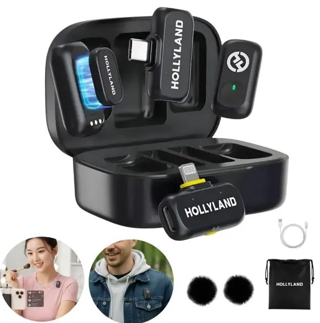 Microfone Hollyland Lark A1 Duo Combo Duplo Para 2 Pessoas Usb-c  e Lightning Preto - Lacr