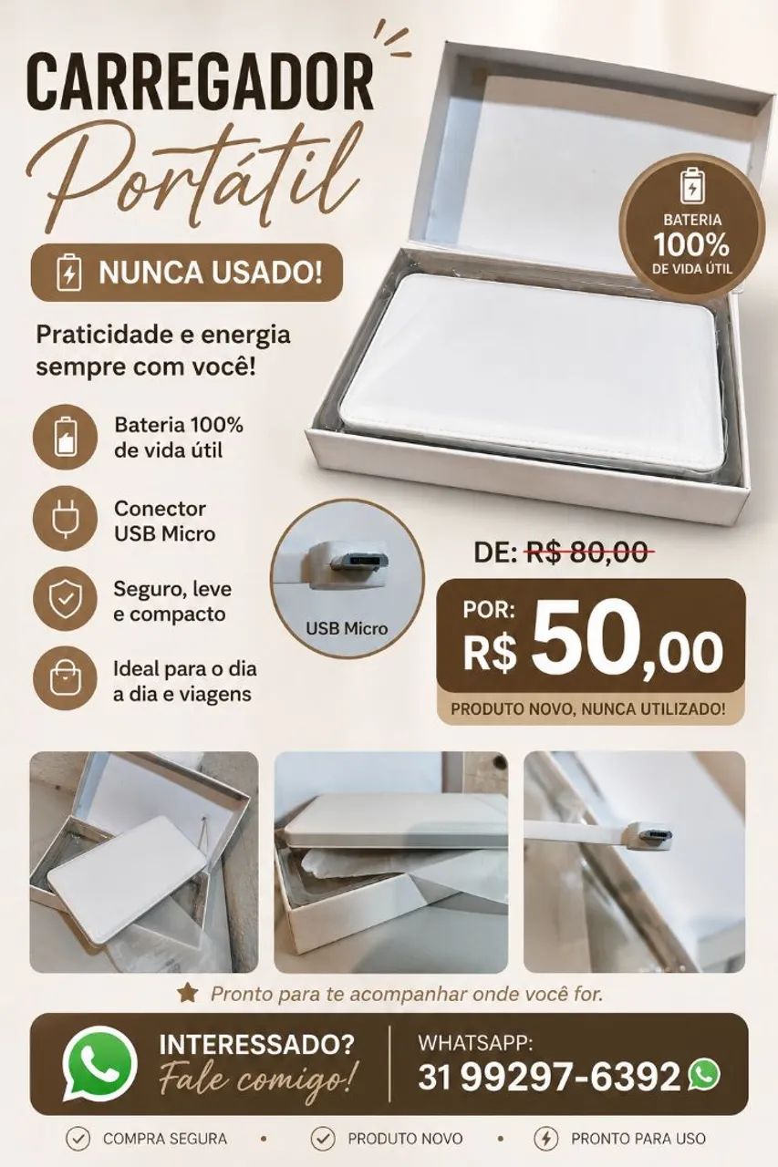 Bateria portátil carregador 