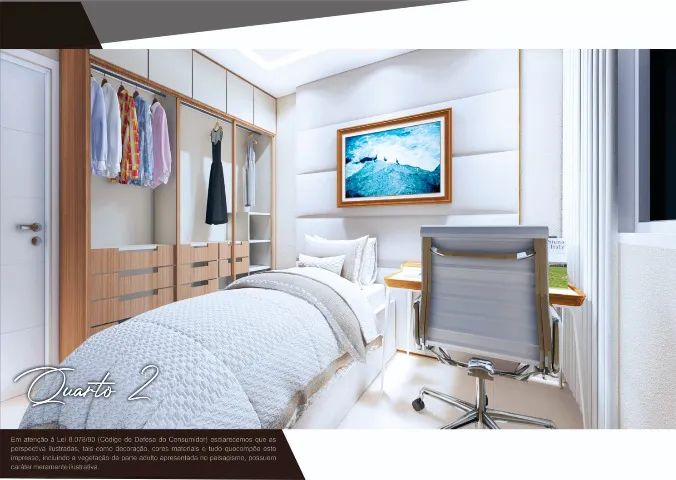Apto com dois quartos sendo um suíte - 46m² - Foto 4