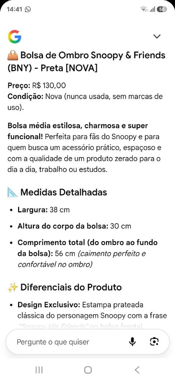 Bolsa ombro Snoopy e friends preta nova - Foto 5