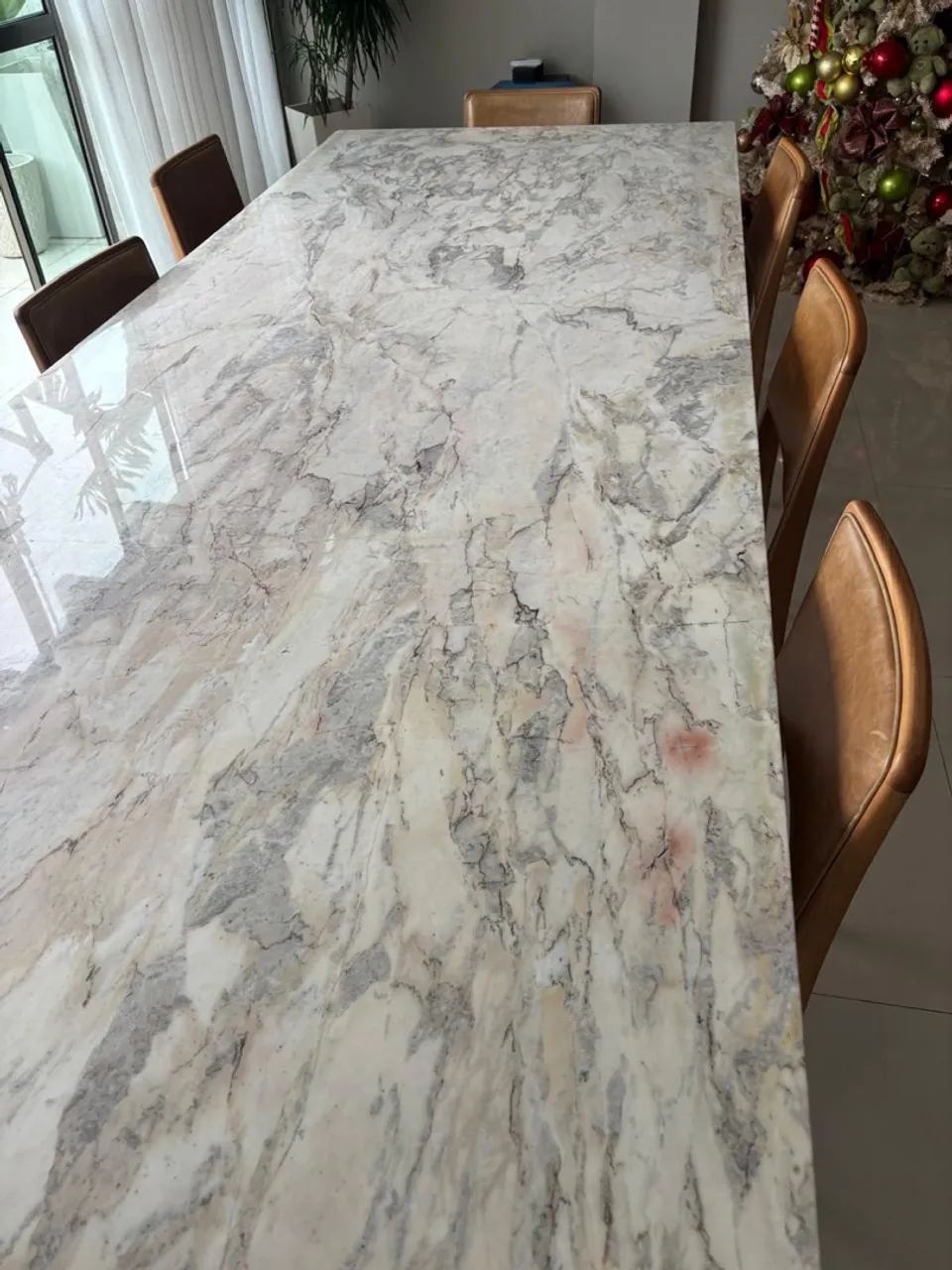Mesa de jantar luxo tampo de mármore  - Foto 2
